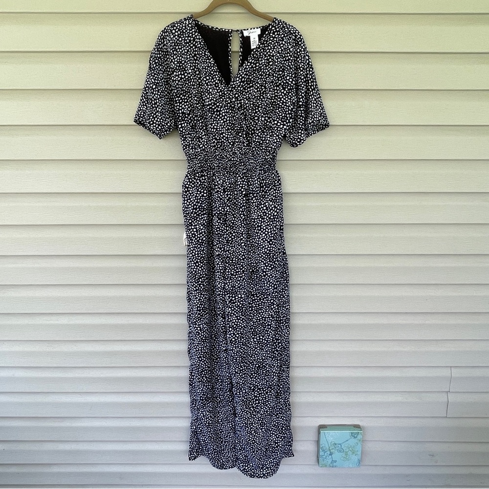 Japna Black White Blue Dot Print Jumpsuit Size M